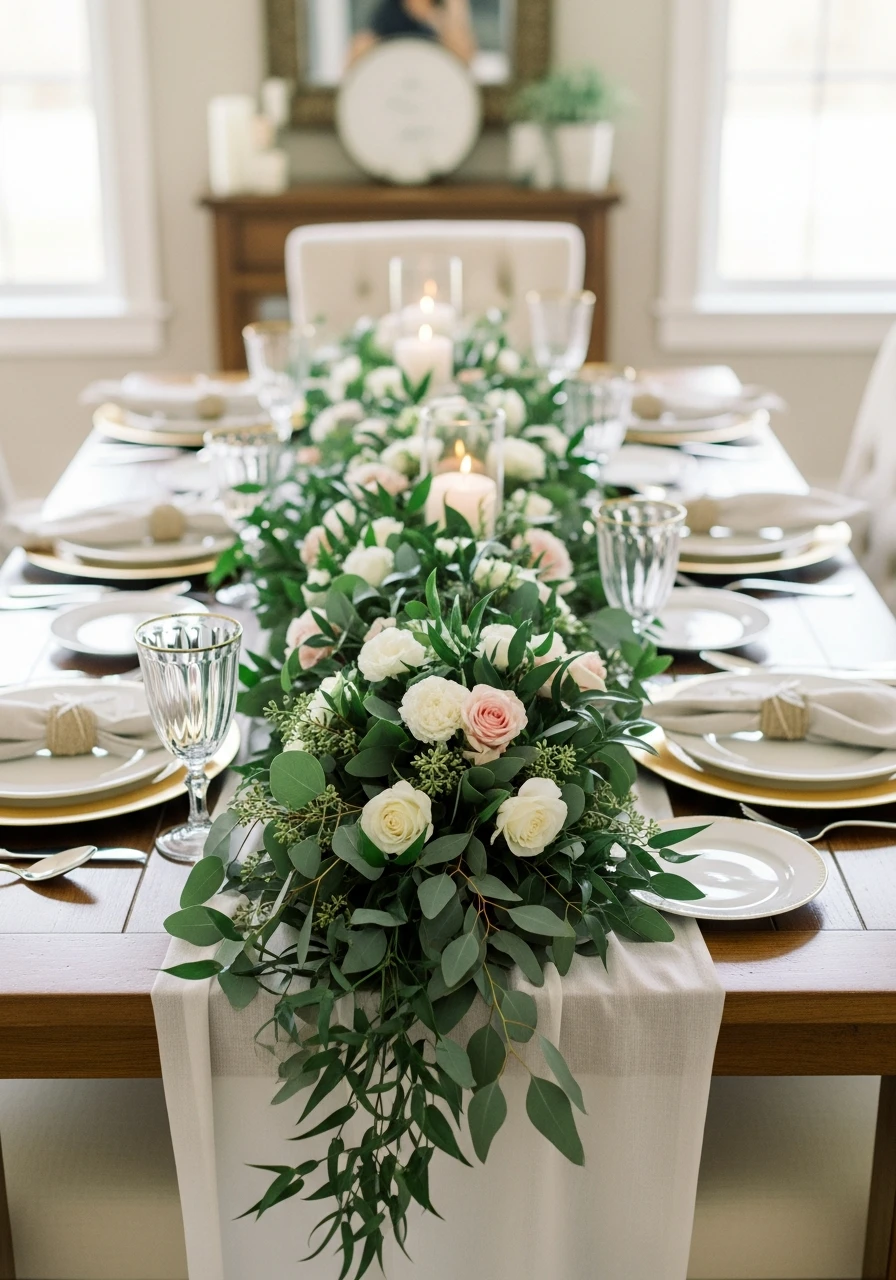 Floral Greenery Runner - 50 Small Bridal Shower Ideas for an Intimate, Perfect Party