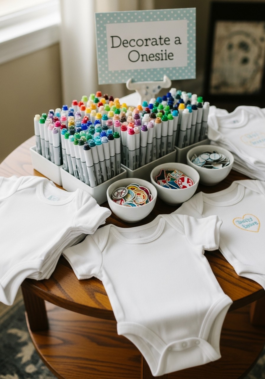 Decorate a Onesie Activity - Small baby shower ideas