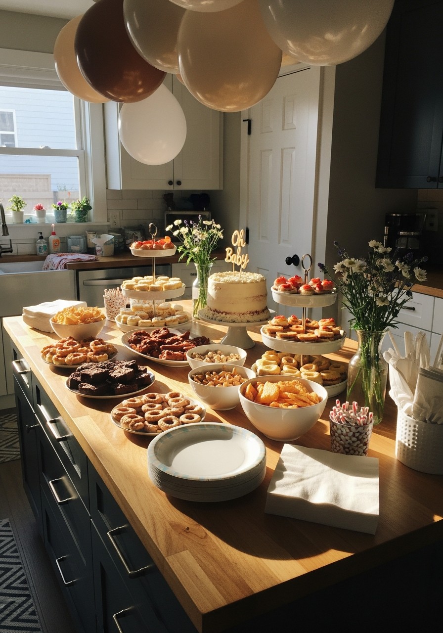 Kitchen Island Buffet - Small baby shower ideas