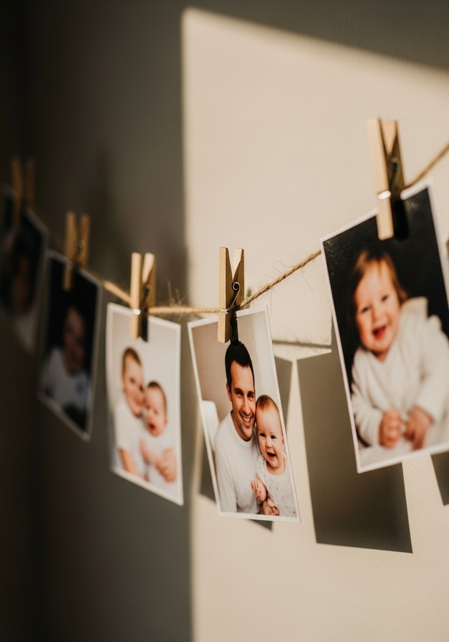 Baby Photo Clothesline - Small baby shower ideas