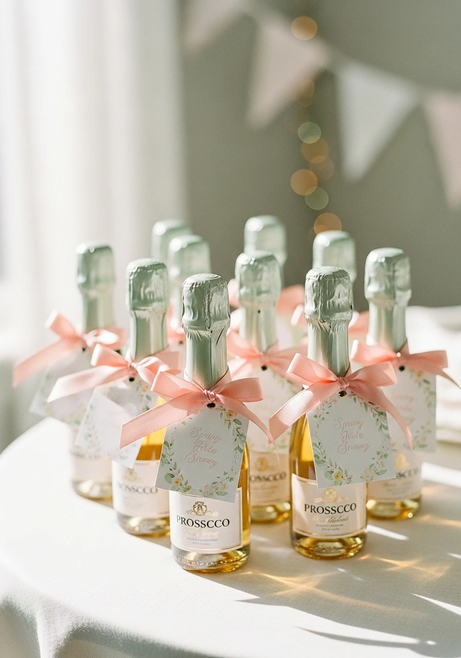 MINI PROSECCO BOTTLES - 50 Gorgeous Spring Bridal Shower Ideas You Need to See