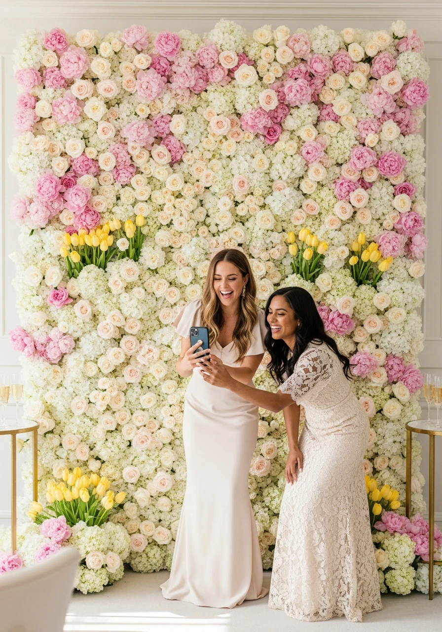 FLOWER WALL BACKDROP - 50 Gorgeous Spring Bridal Shower Ideas You Need to See