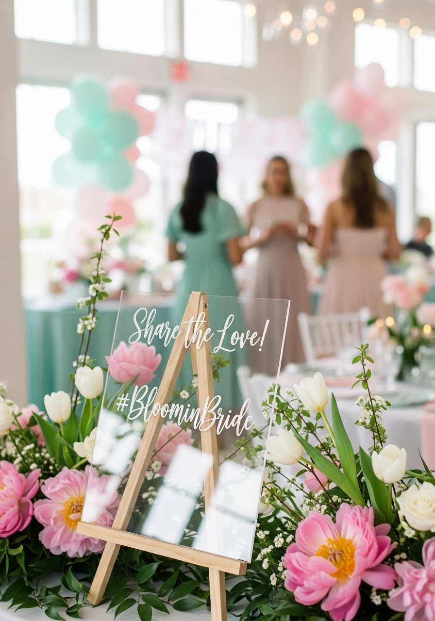 CUSTOM HASHTAG SIGN - 50 Gorgeous Spring Bridal Shower Ideas You Need to See