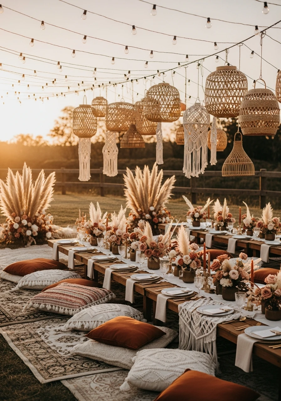 Dreamy Boho Setup - 50 Best Summer Bridal Shower Ideas