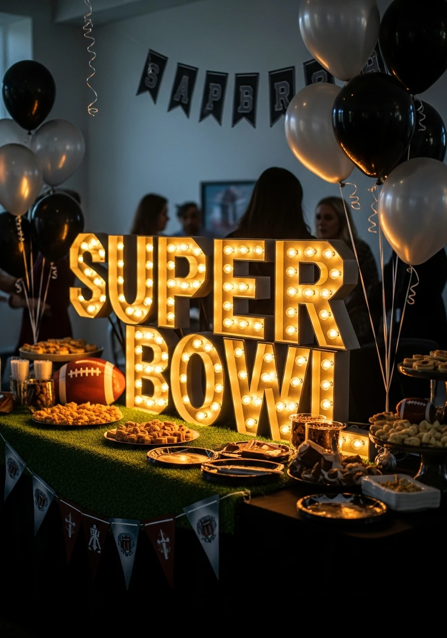 Light Up Marquee Letters - 50 Best Super Bowl Party Decorations