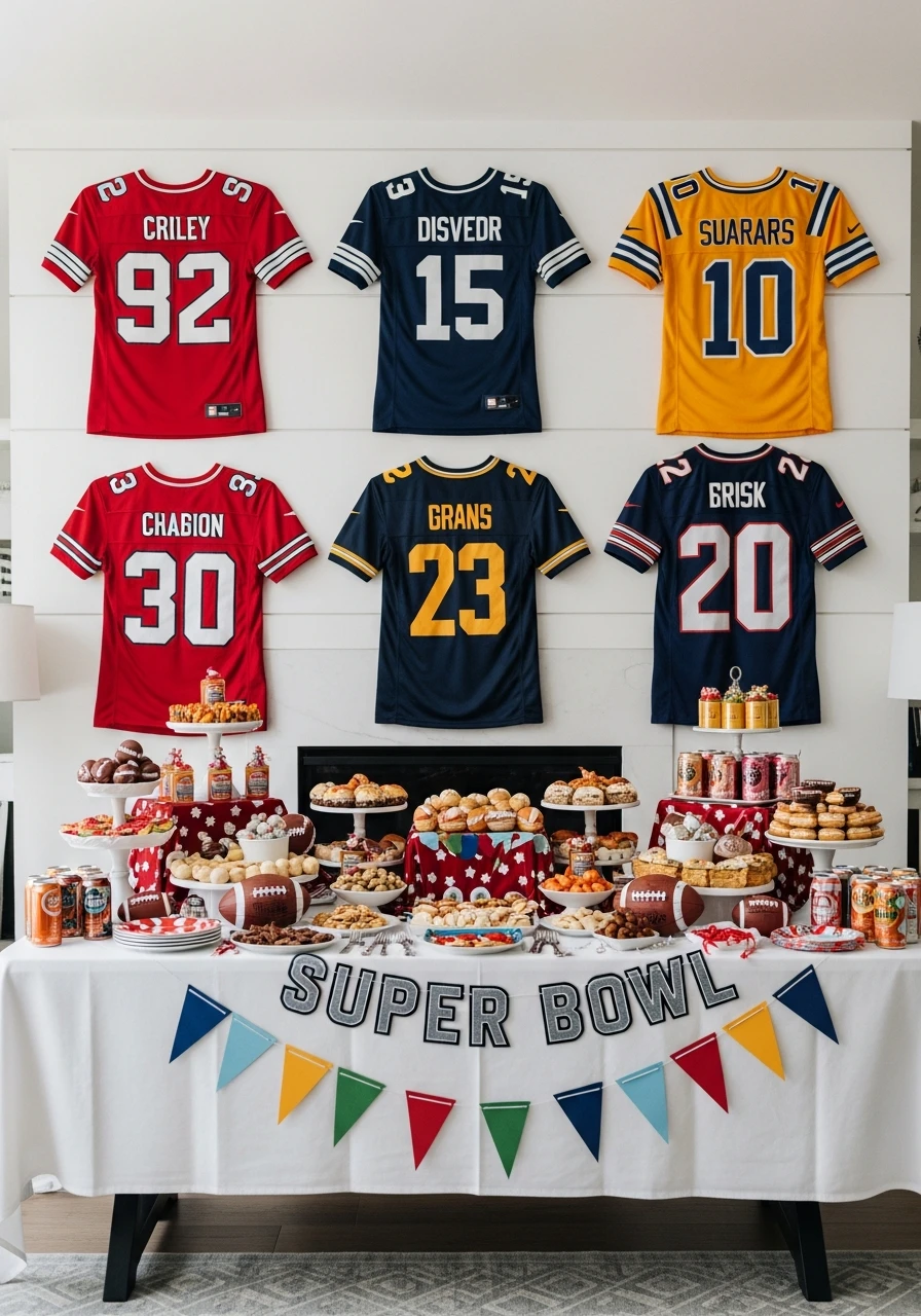 Hang Up Player Jerseys - 50 Best Super Bowl Party Decorations
