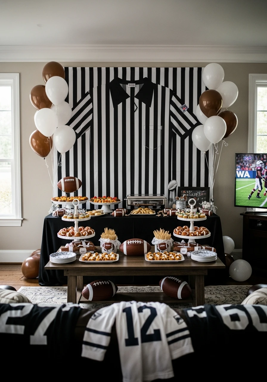 Referee Stripe Accent Wall - 50 Best Super Bowl Party Decorations