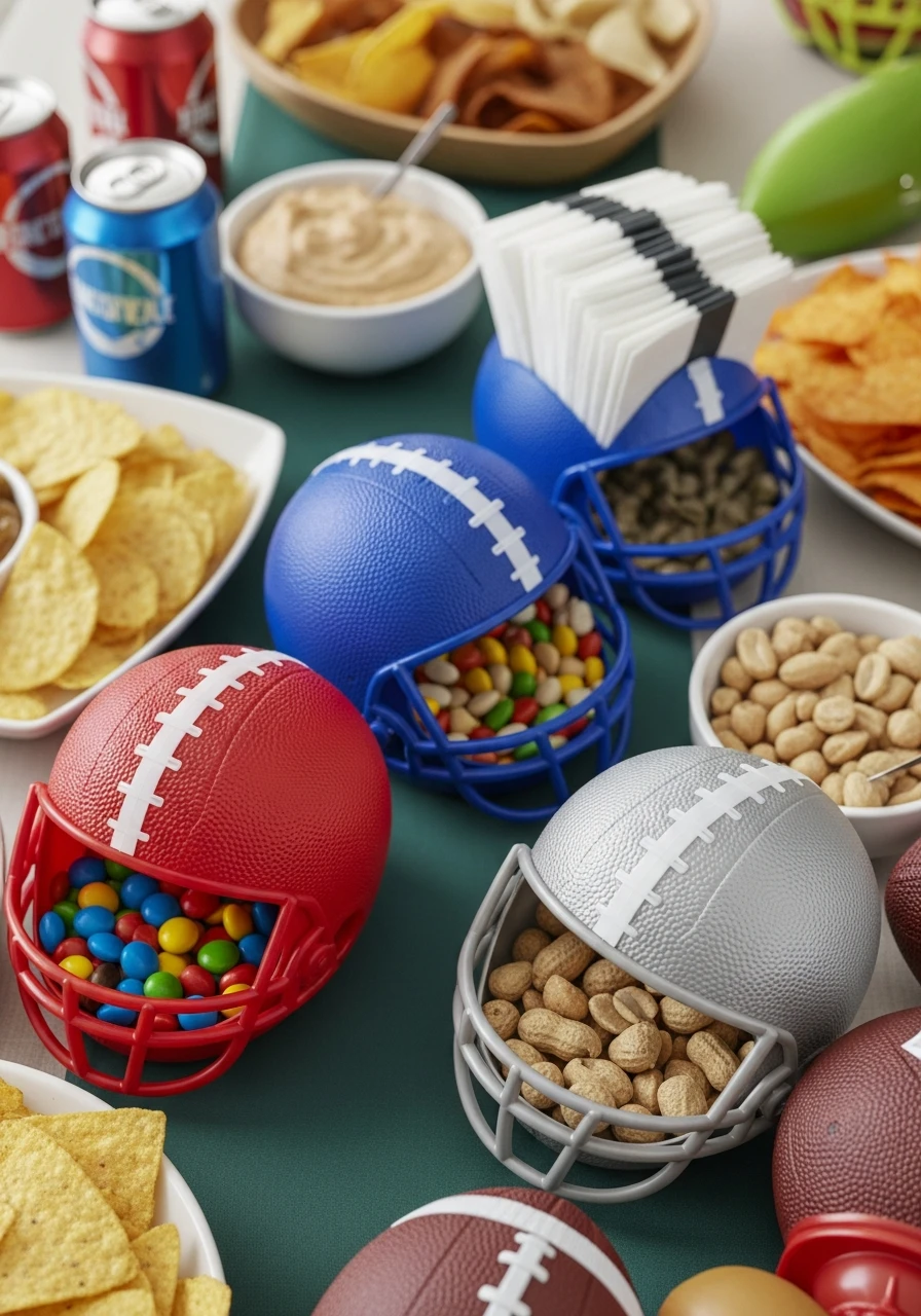 Use Mini Helmets - 50 Best Super Bowl Party Decorations