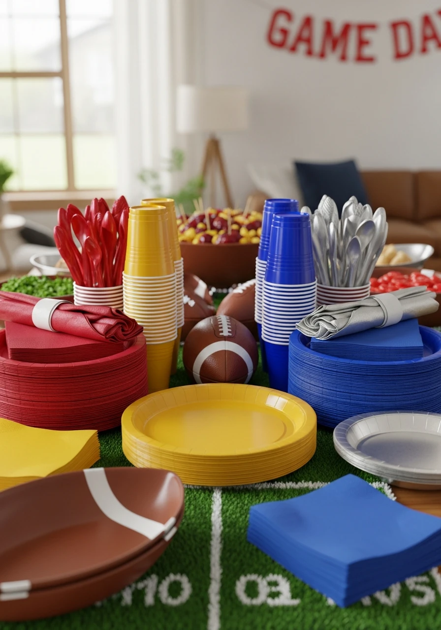Color Coordinated Tableware - 50 Best Super Bowl Party Decorations