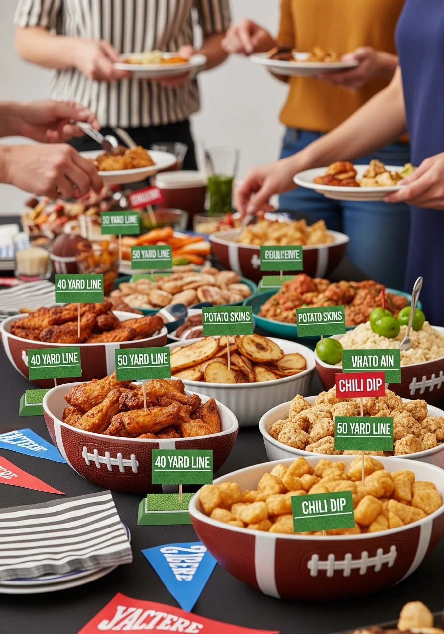 Label Food with Yard Lines - 50 Best Super Bowl Party Decorations