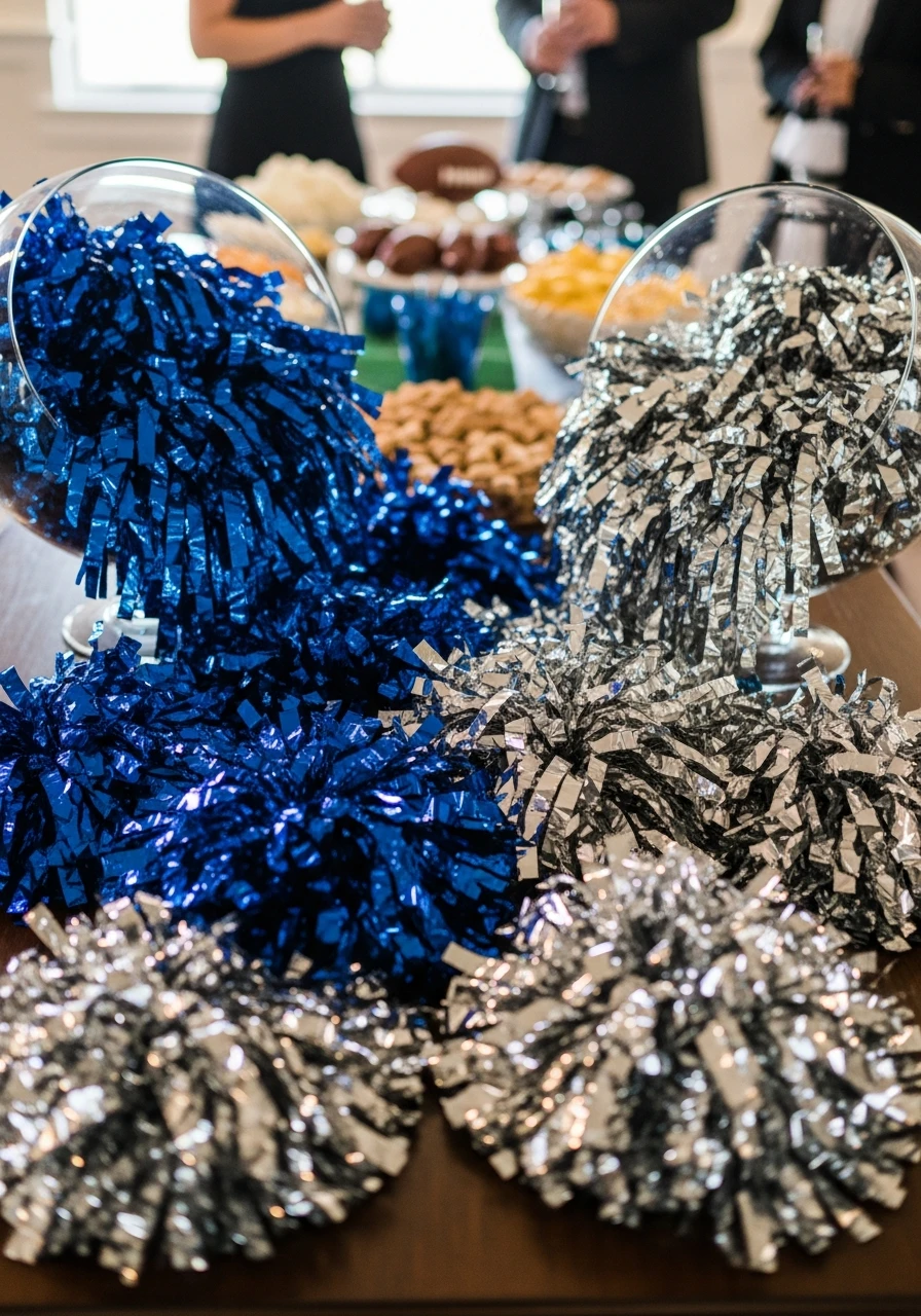 Pom-Poms as Scatter - 50 Best Super Bowl Party Decorations