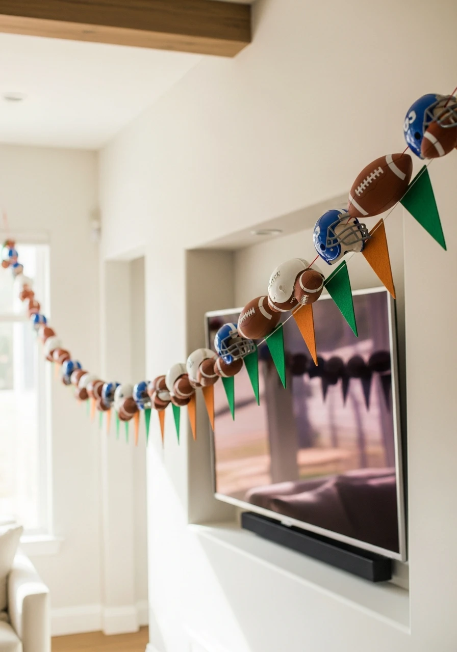 Hang Themed Garland - 50 Best Super Bowl Party Decorations