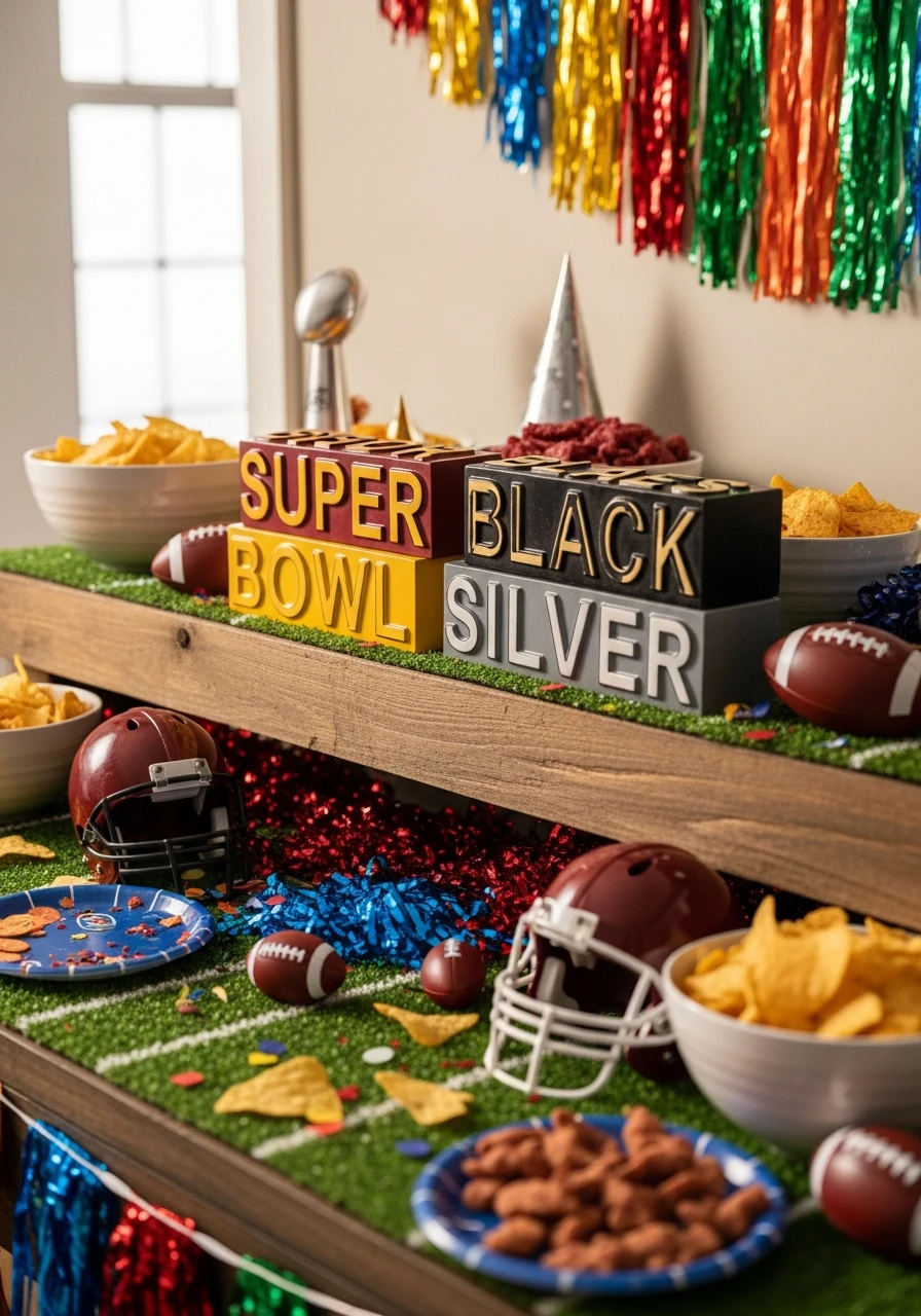 Team Name Blocks - 50 Best Super Bowl Party Decorations