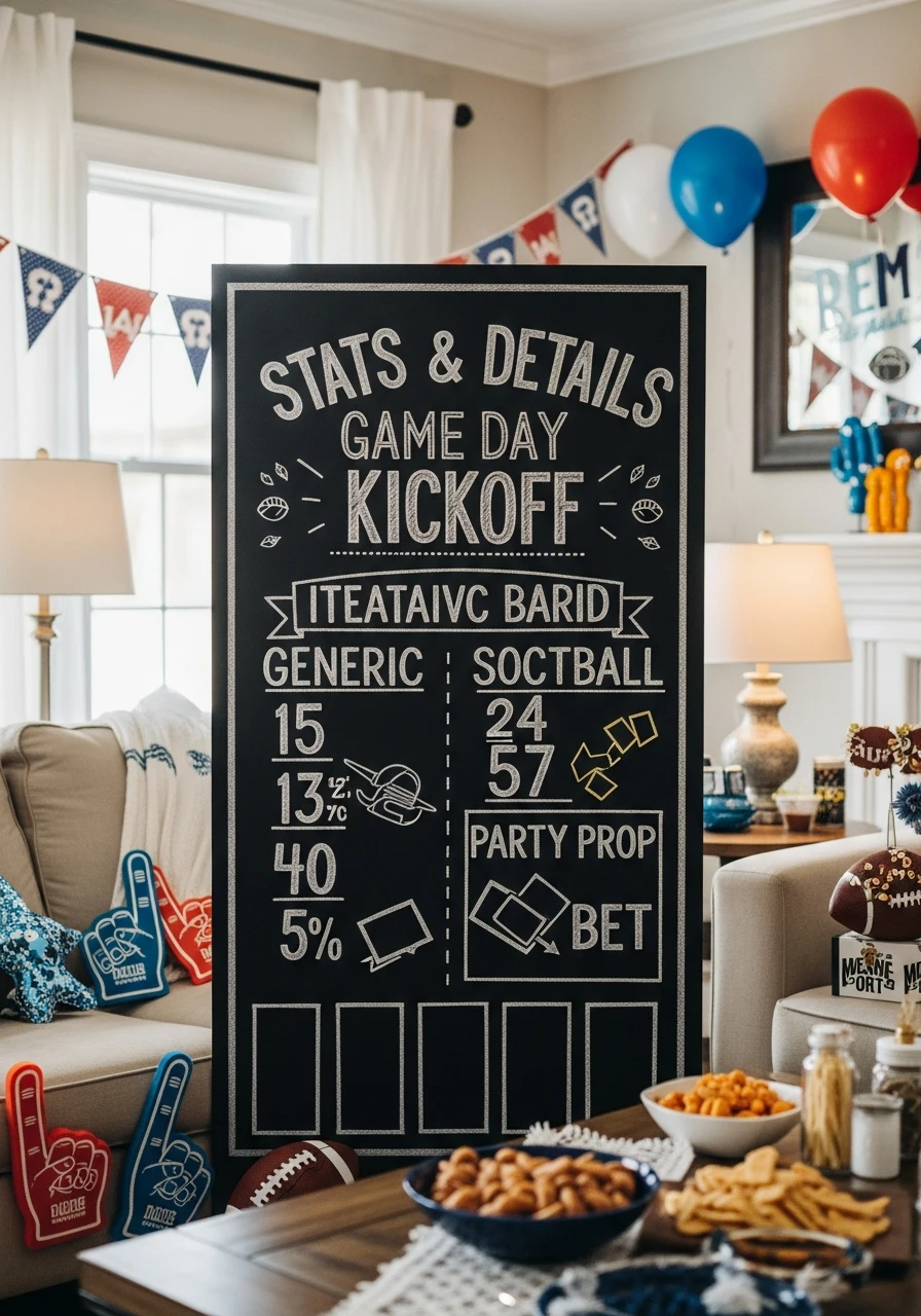 Stats Chalkboard Display - 50 Best Super Bowl Party Decorations