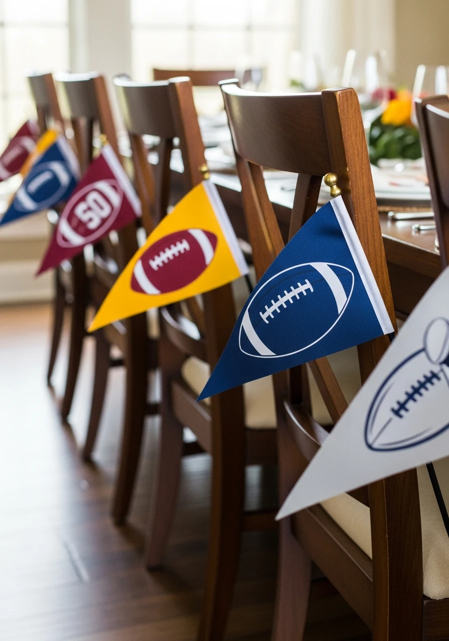 Pennants on Chairs - 50 Best Super Bowl Party Decorations
