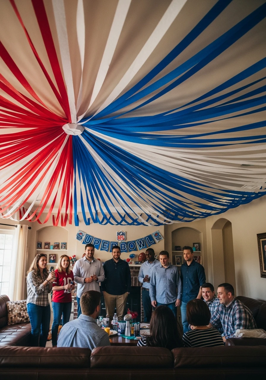 Ceiling Streamers - 50 Best Super Bowl Party Decorations