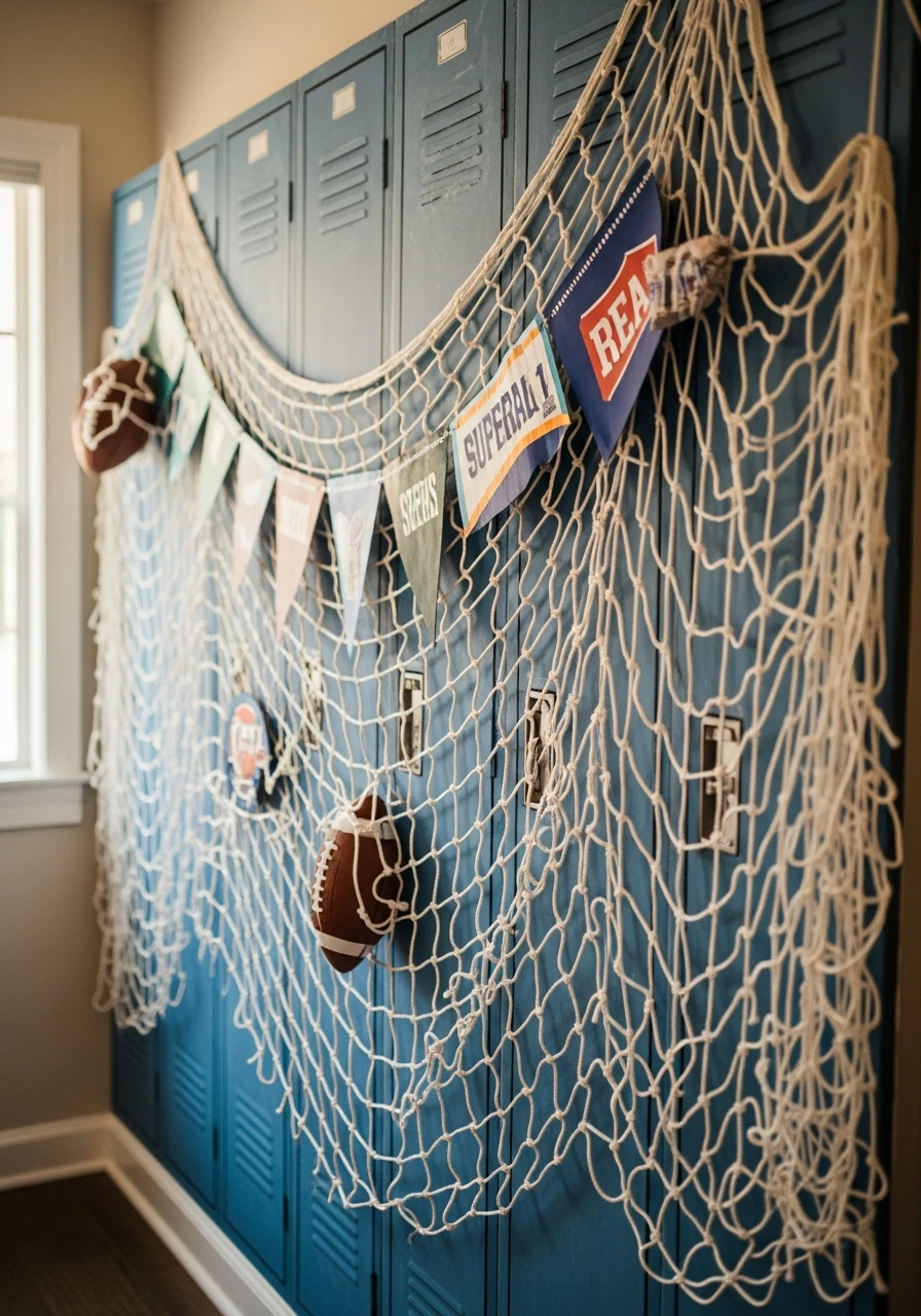 Locker Room Netting - 50 Best Super Bowl Party Decorations