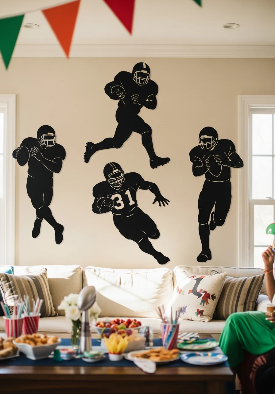 Action Player Silhouettes - 50 Best Super Bowl Party Decorations