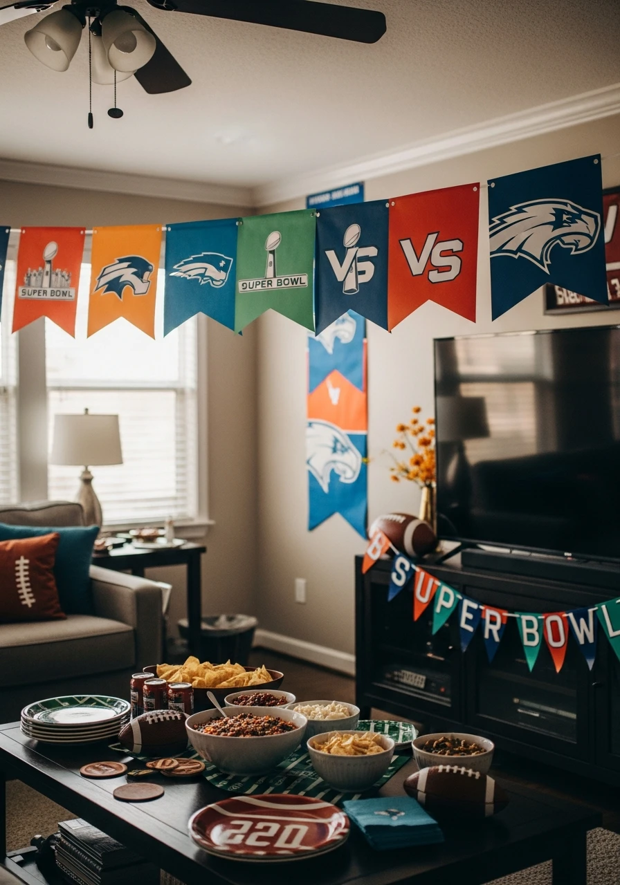 Hang Team Logo Banners - 50 Best Super Bowl Party Decorations