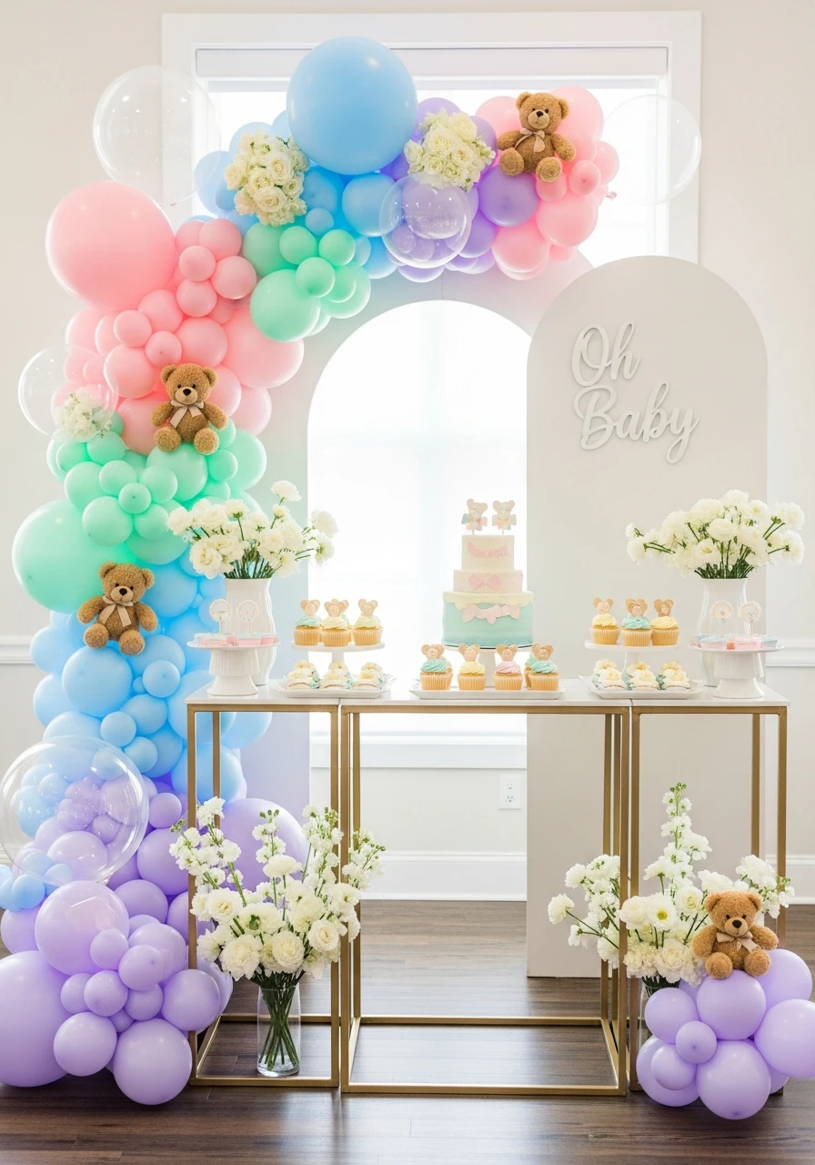 Pastel Bear Theme - We Can Barely Wait Baby Shower Theme Ideas