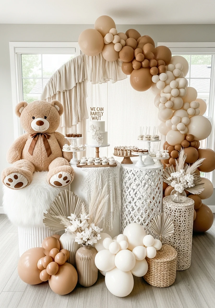 Monochrome Bear Look - We Can Barely Wait Baby Shower Theme Ideas