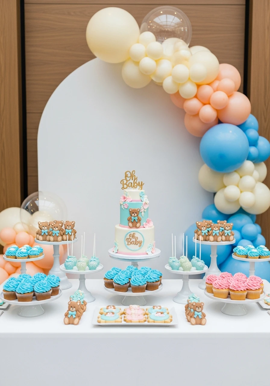 Bear Dessert Table - We Can Barely Wait Baby Shower Theme Ideas