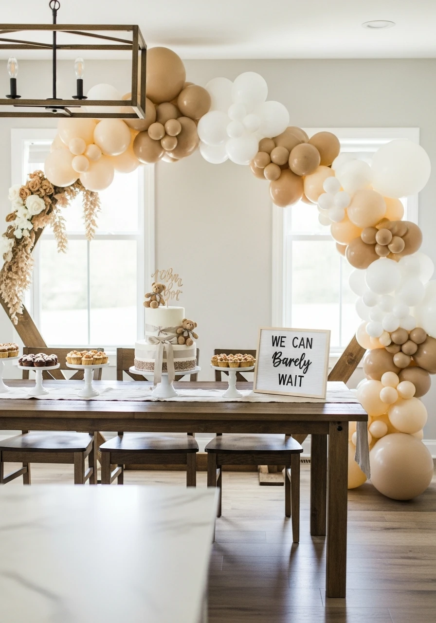 Modern Farmhouse Bear - We Can Barely Wait Baby Shower Theme Ideas