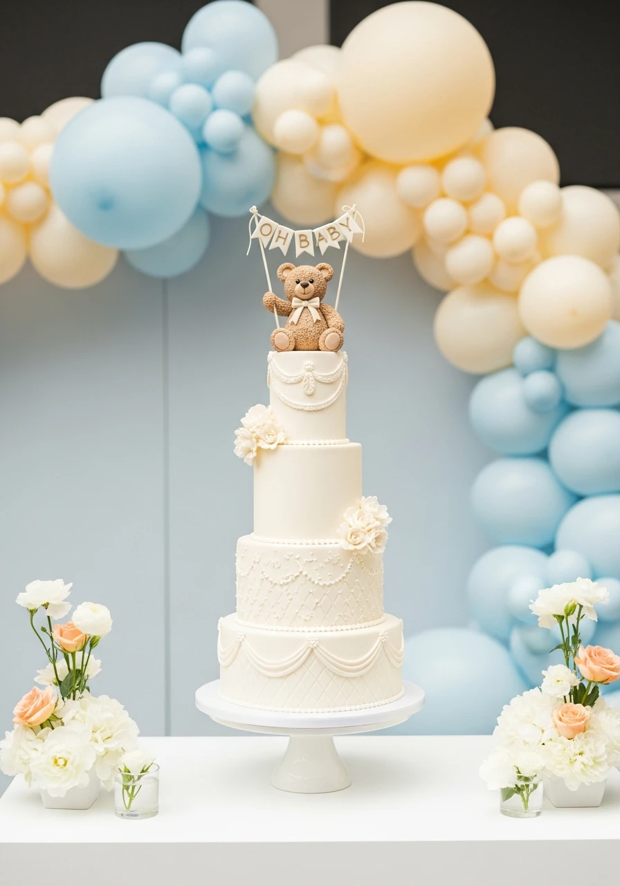 Bear Cake Design - We Can Barely Wait Baby Shower Theme Ideas