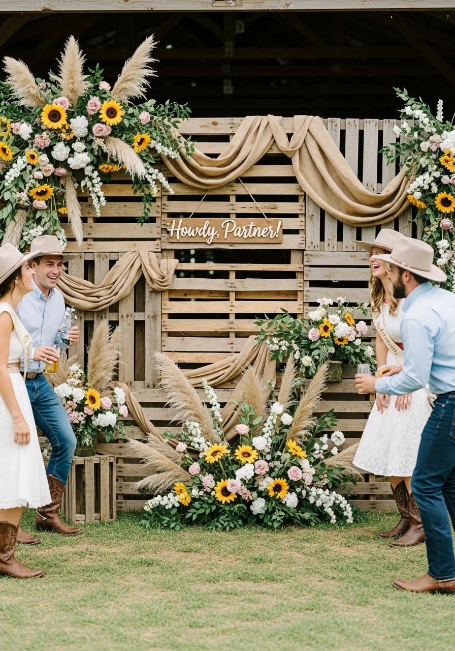 Pallet Photo Backdrop - 50 Western Bridal Shower Ideas for a Perfect 'Last Rodeo' Party