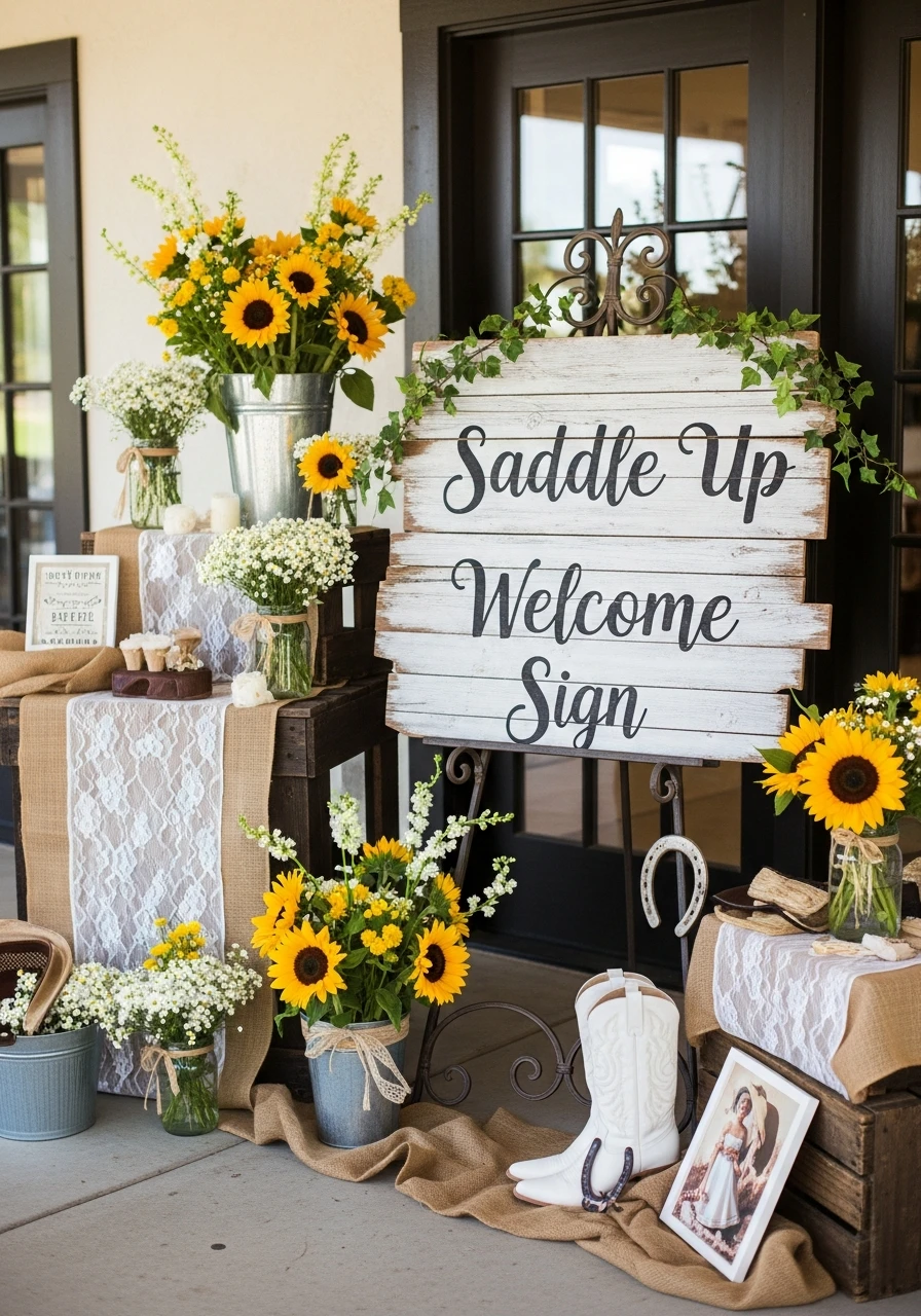 Saddle Up Welcome Sign - 50 Western Bridal Shower Ideas for a Perfect 'Last Rodeo' Party