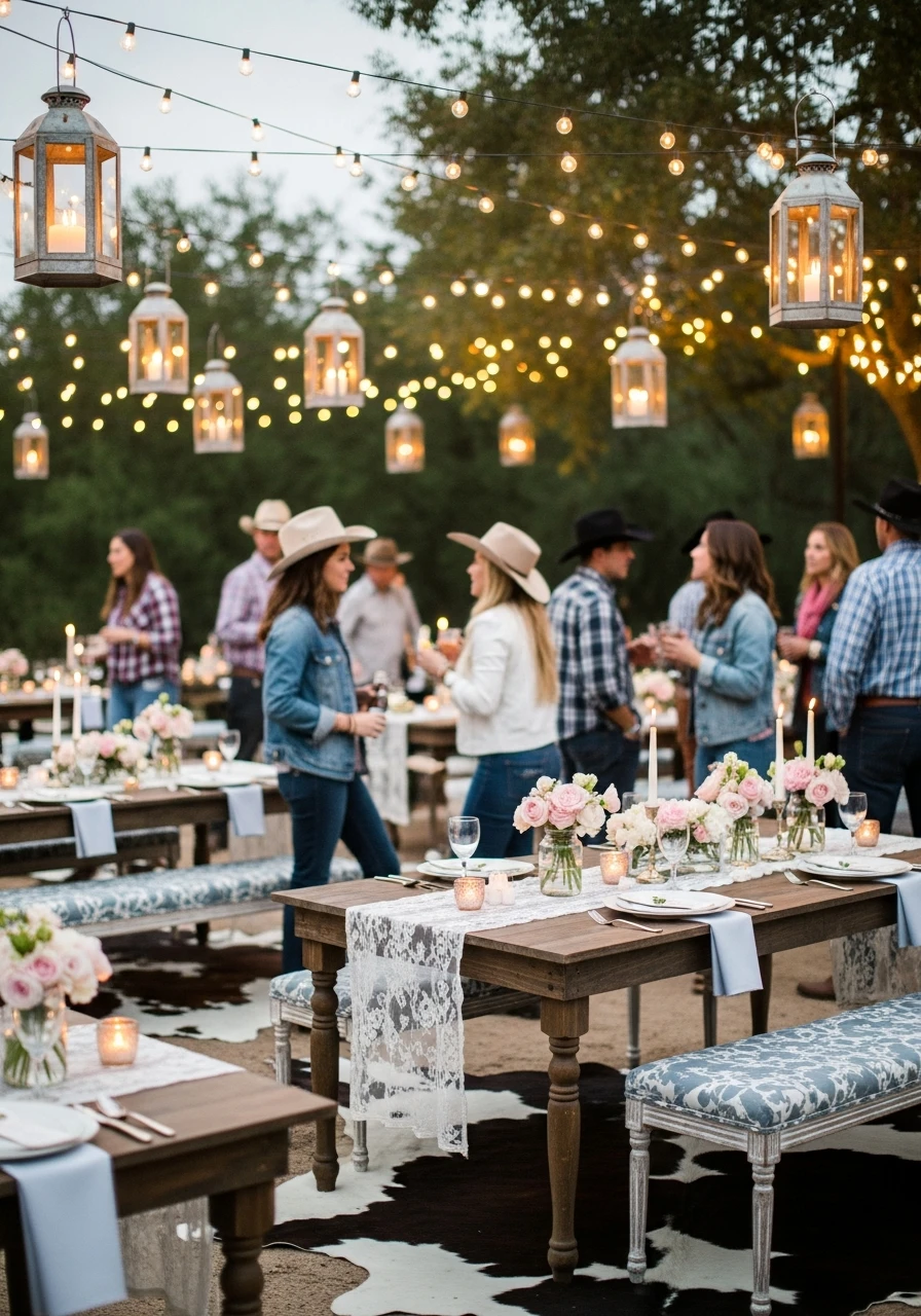 Warm String Lighting - 50 Western Bridal Shower Ideas for a Perfect 'Last Rodeo' Party