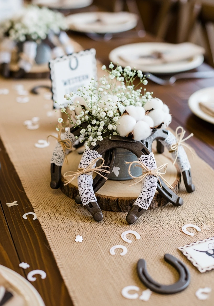 Lucky Horseshoe Decor - 50 Western Bridal Shower Ideas for a Perfect 'Last Rodeo' Party
