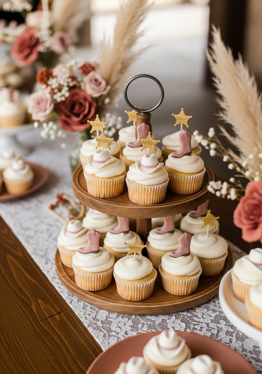 Themed Dessert Cupcakes - 50 Western Bridal Shower Ideas for a Perfect 'Last Rodeo' Party