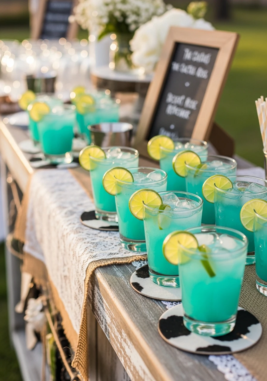 Turquoise Signature Drink - 50 Western Bridal Shower Ideas for a Perfect 'Last Rodeo' Party
