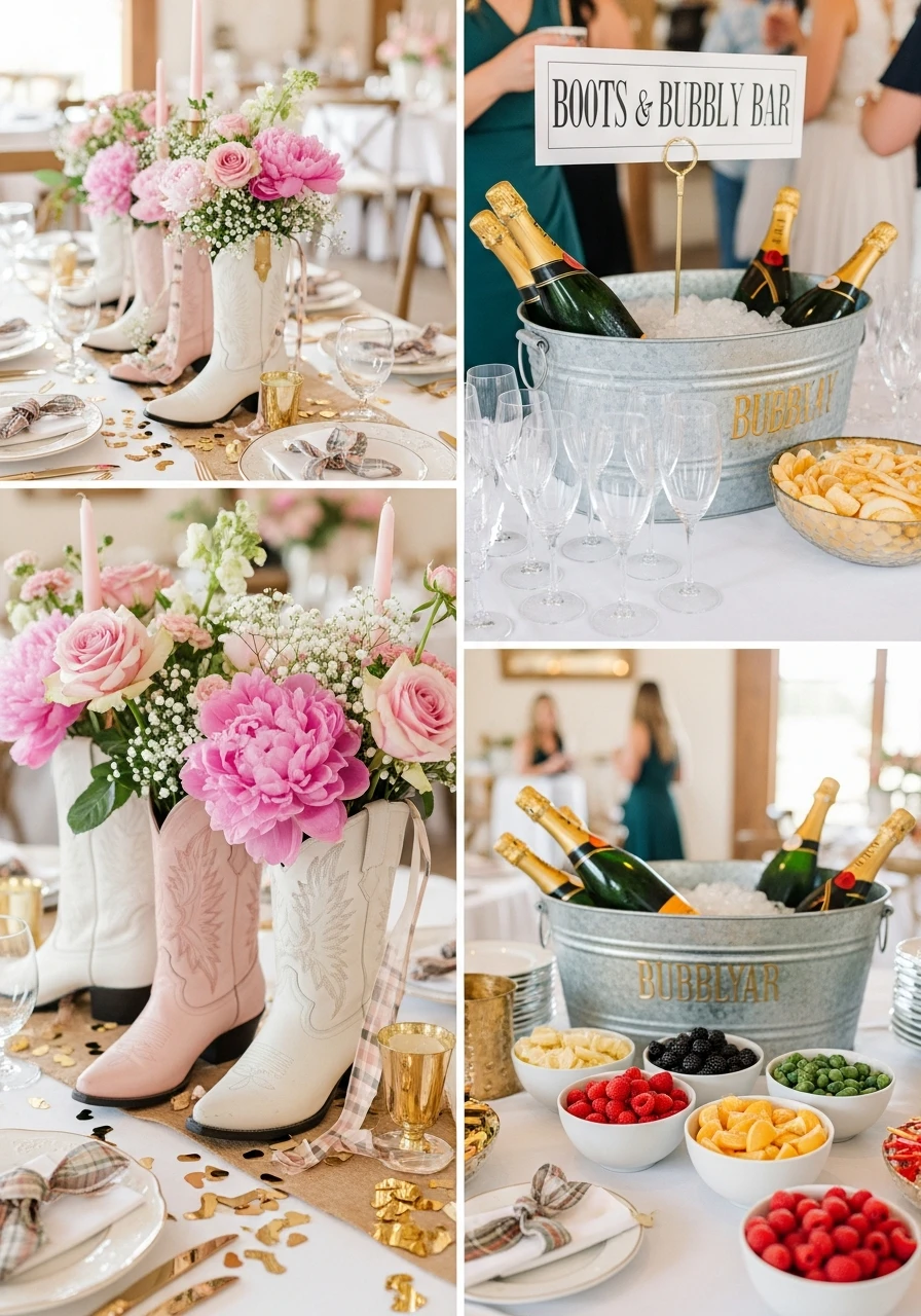 Boots and Bubbly Bar - 50 Western Bridal Shower Ideas for a Perfect 'Last Rodeo' Party