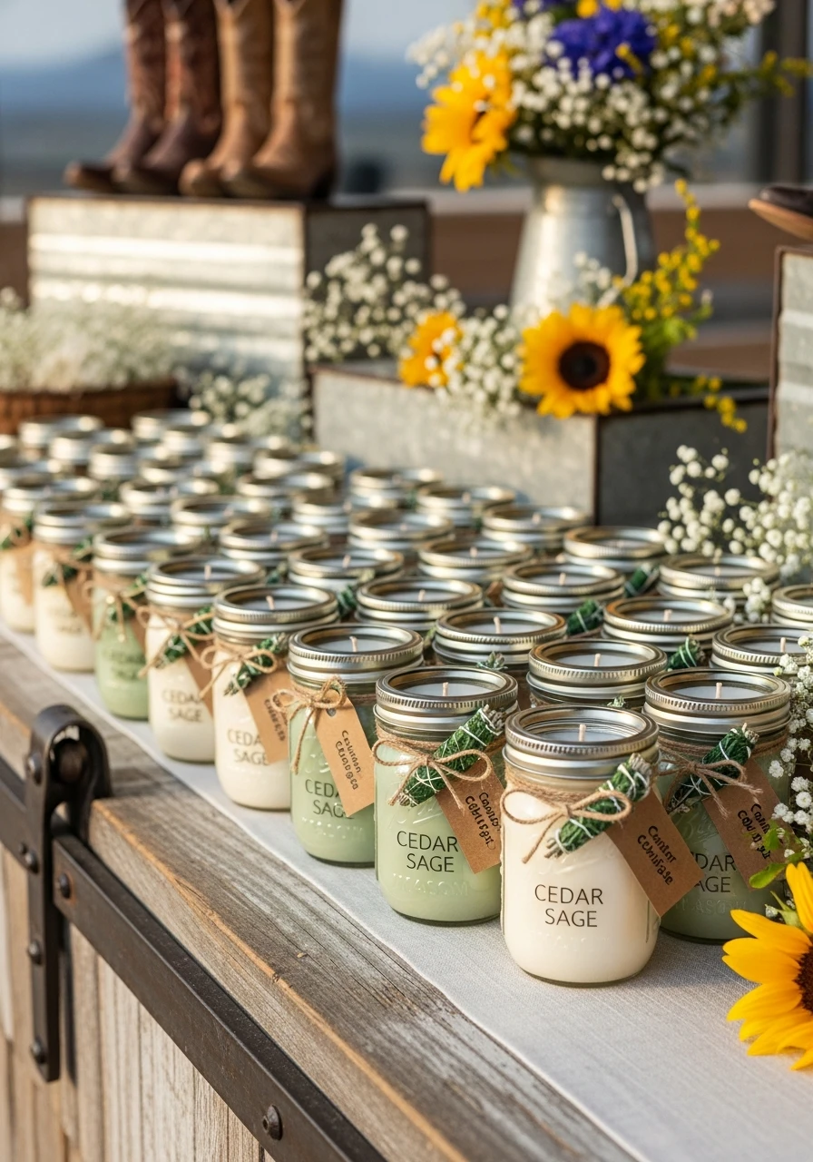 Mason Jar Candle Favors - 50 Western Bridal Shower Ideas for a Perfect 'Last Rodeo' Party