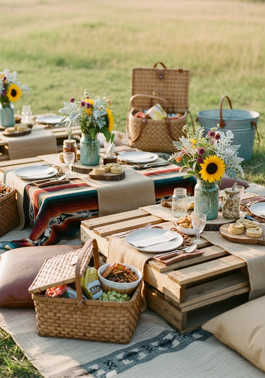 Western Picnic Setup - 50 Western Bridal Shower Ideas for a Perfect 'Last Rodeo' Party