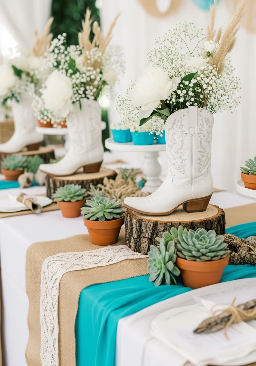 Turquoise Accent Color - 50 Western Bridal Shower Ideas for a Perfect 'Last Rodeo' Party