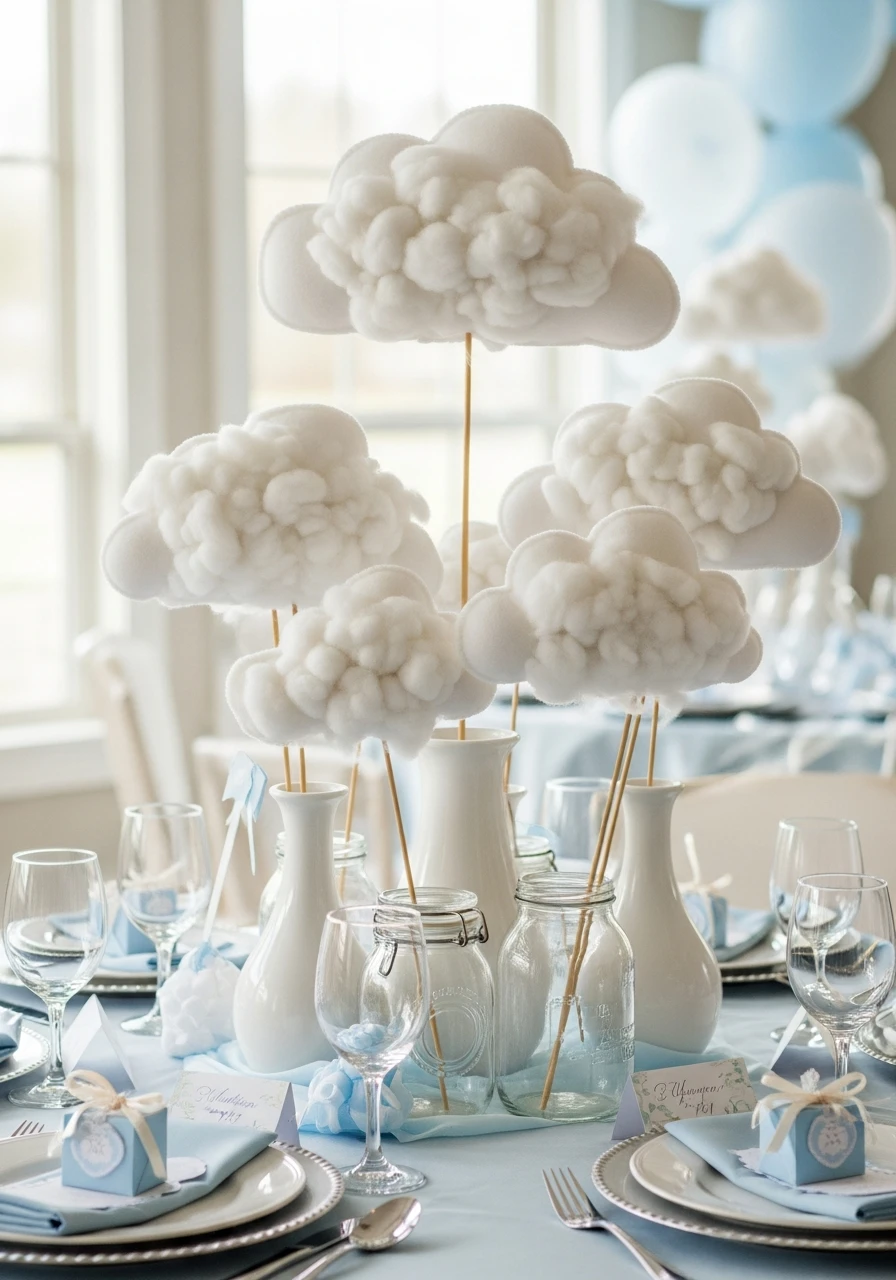Dreamy Cloud Shapes - 50 Best Baby Shower Centerpiece Ideas