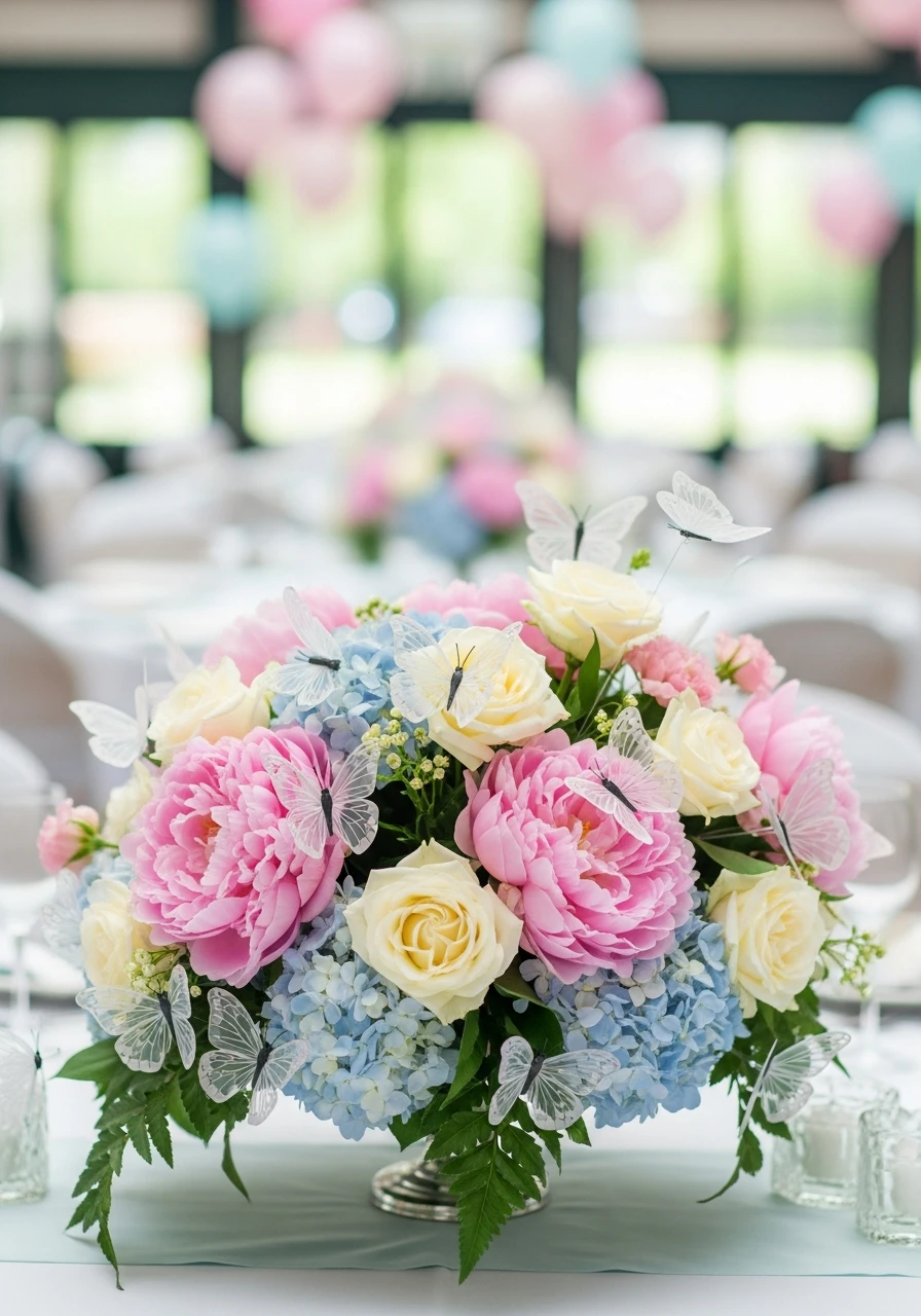 Delicate Butterfly Blooms - 50 Best Baby Shower Centerpiece Ideas