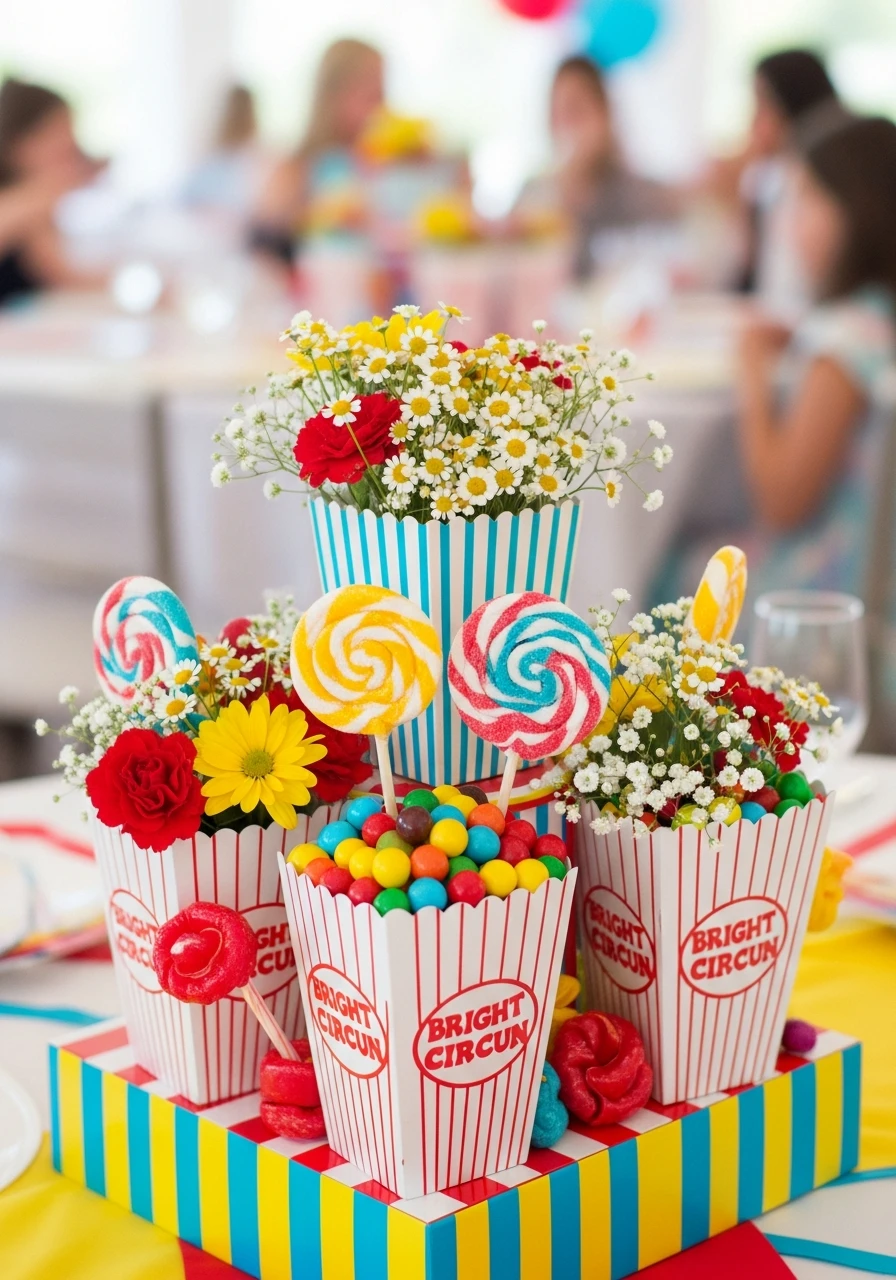 Bright Circus Fun - 50 Best Baby Shower Centerpiece Ideas