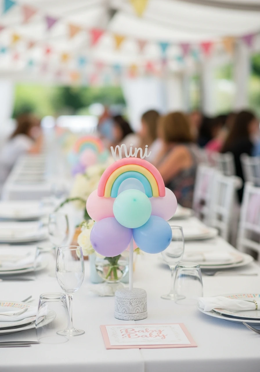 Cheerful Mini Rainbow - 50 Best Baby Shower Centerpiece Ideas