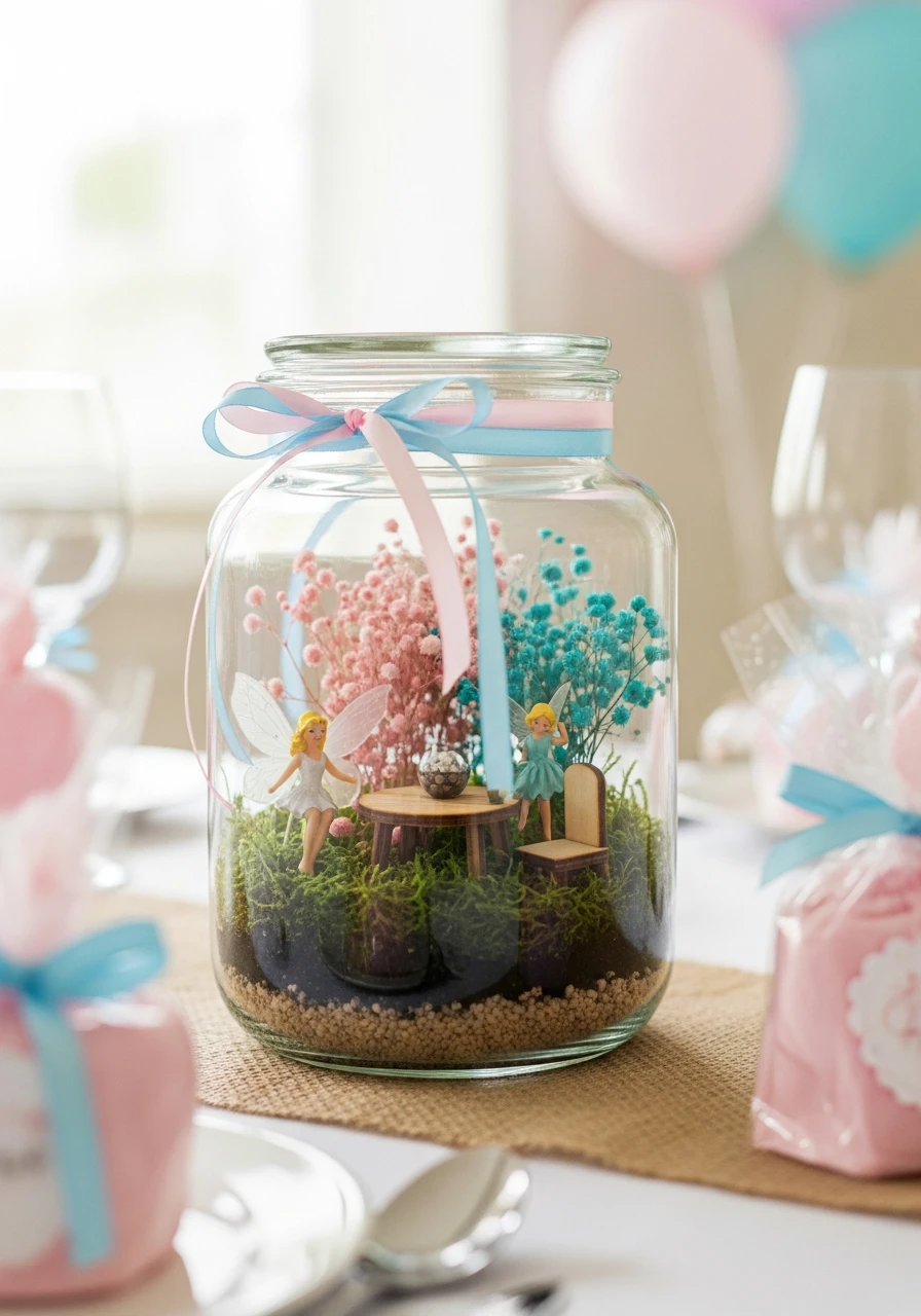 Miniature Fairy Jar - 50 Best Baby Shower Centerpiece Ideas