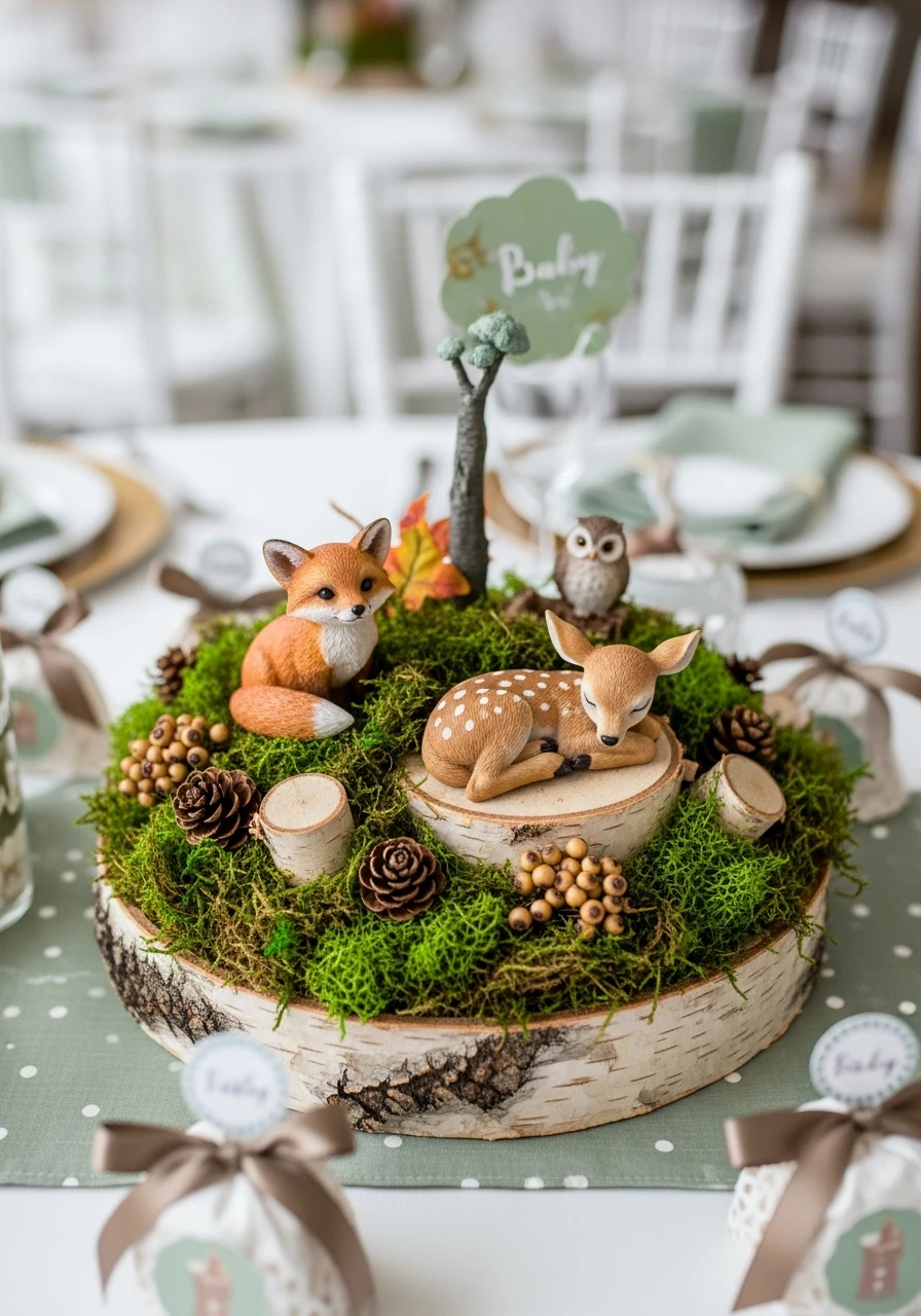 Forest Friends Center - 50 Best Baby Shower Centerpiece Ideas