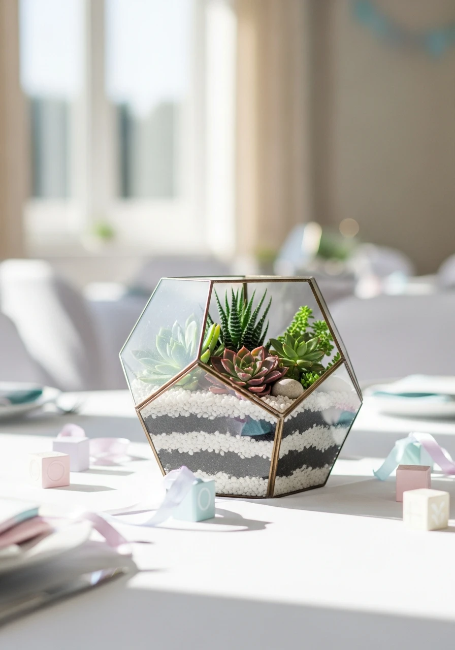 Modern Glass Terrarium - 50 Best Baby Shower Centerpiece Ideas