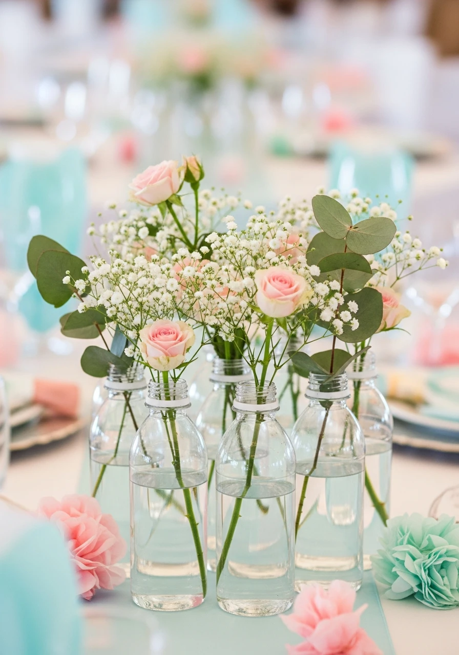 Cute Bottle Vases - 50 Best Baby Shower Centerpiece Ideas