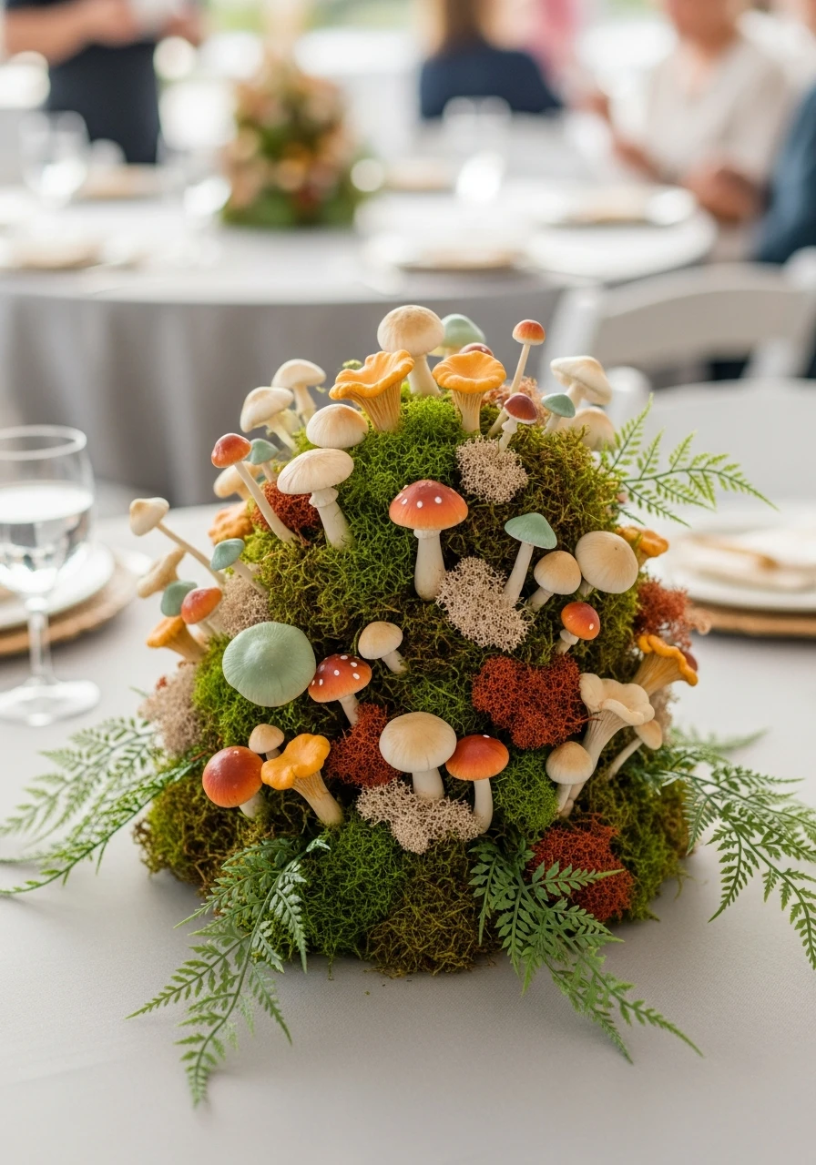 Whimsical Mushroom Scene - 50 Best Baby Shower Centerpiece Ideas