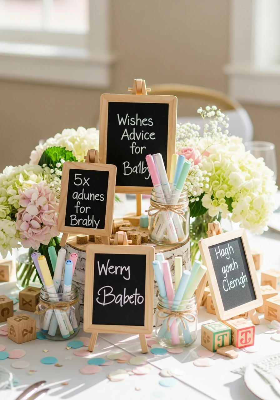 Interactive Chalkboard - 50 Best Baby Shower Centerpiece Ideas