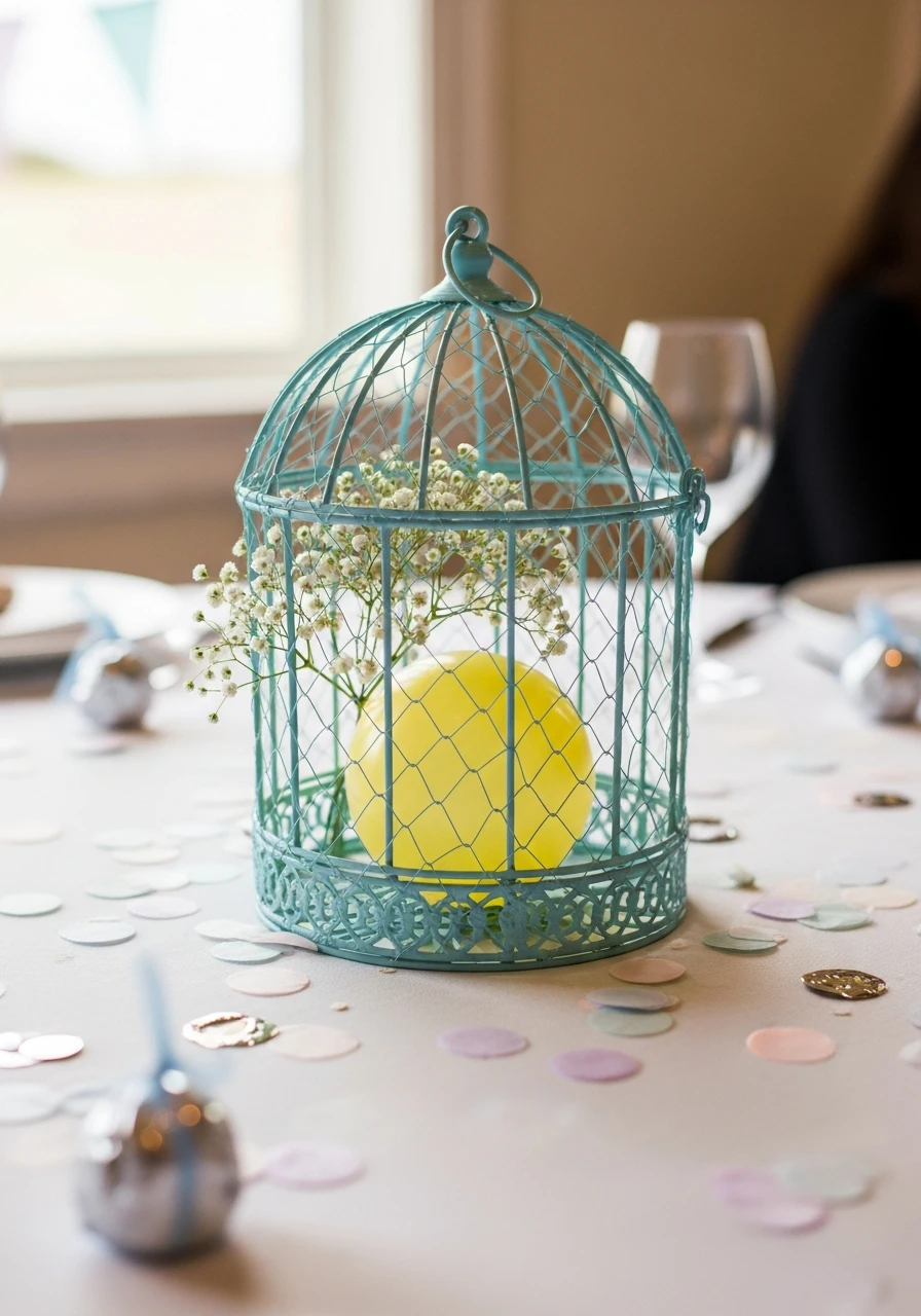 Unique Wire Cage Balloon - 50 Best Baby Shower Centerpiece Ideas