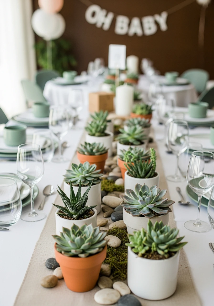 Succulent Favor Center - 50 Best Baby Shower Centerpiece Ideas